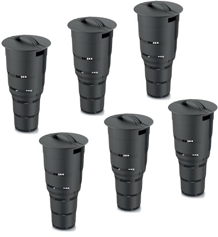 Juego de 6 compostadores para jardín subterráneo, 11 L, antracita, plástico, altura de 53 cm, cubo de compostaje modular, cubo de basura orgánico