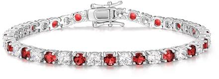 FANCIME Månadssten tennisarmband, 14K guldpläterat tennisarmband för kvinnor, fina smycken bröllop brud bal födelsedagspresent till henne kvinnor flickor, längd 19 cm, bredd 4 mm, Sterlingsilver