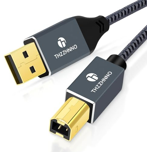 Thzzhnno USB Druckerkabel 3M, USB A auf USB B Kabel, USB 2.0 Typ A Stecker auf B Stecker Scanner Kabel für HP, Dell, Epson, Xerox, Lexmark, Brother, Canon, Samsung, Klavier und mehr