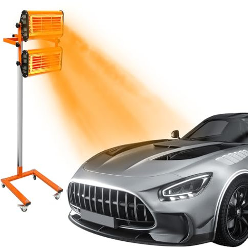 LIAIZE Sèche-peinture infrarouge, lampe de durcissement, 2000 W, pour radiateur infrarouge, lampe de durcissement pour panneau de voiture, avec support, 4 roues