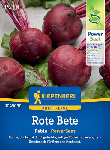 Kiepenkerl Profi-Line Rote Betesamen Pablo 1049080 - Runde, Dunkelrote Rüben, Vielseitig Verwendbar, Hochwertige Gemüsesamen, Saatgut, Rübensamen 5-6 lfd. Meter