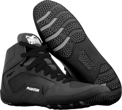 Phantom Athletics Tactic Ringerschuhe - Kampfsport-Schuhe für Ringen, Wrestling und MMA - Kinder & Erwachsene - Schwarz - 38