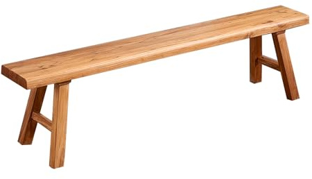 ZPrestiCraftbl Wooden Bench Indoor – Rustic Farmhouse Narrow Entryway Bench with Slim Skinny Design, Natural Solid Wood, Perfect for Dining Room, Bedroom, or End of Bed, 31.5in Length