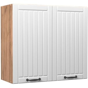 Vicco Küchenglasschrank Fame-Line, Weiß Landhaus, 80 cm, zur Kombination mit weiteren Modulen der Fame-Line Serie