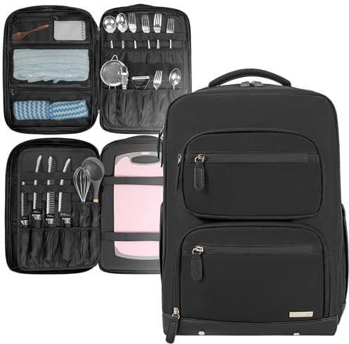 OUUTMEE Chef Knife Backpack, 30+ Pockets for Knives and Tools, Knife Bags for Professional Culinary, Knife Carrying Case with Multiple Pockets and Laptop Compartment for Chefs and Culinary Students