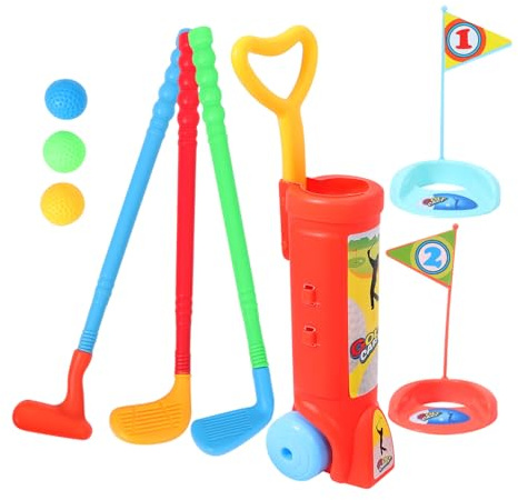 Gogogmee Juguetes Mini Palos de Golf para Aire y Interiores Plástico Resistente Ejercicio y Coordinación Infantil Regalo Completo para Niñas