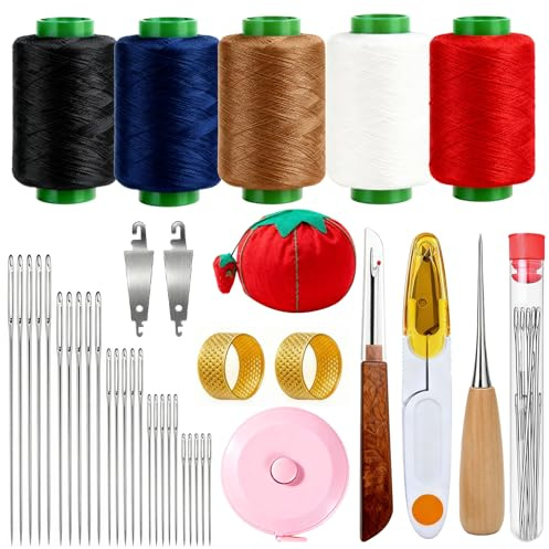 39 Piece Sewing Kit – Portable Big Eye Steel Hand Sewing Needles Set for Beginners & Everyday Use – DIY Craft Set with Threads, Thimble & Seam Ripper (39 PCS)