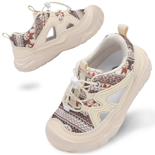 BARERUN Toddler Boys Girls Summer Sneakers Non-Slip Kids Lightweight Water Sport Shoes Quick Dry Breathable Swim Sandals Beige Size 7 Toddler