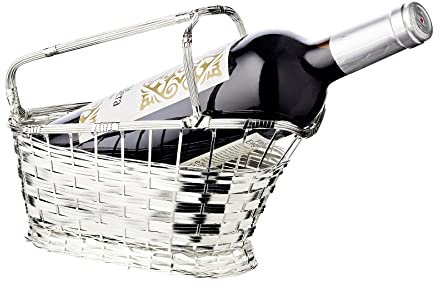 EDZARD Rotweinkorb, Weinkorb Basket, edel versilbert, anlaufgeschützt, Länge 24 cm