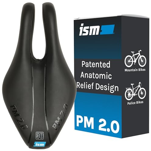 ISM PM 2.0 Mountain Bike Seats for Men and Women - No Nose Bike Saddle Built for Technical Trails with Sloped Rear - Anatomic Relief Bicycle Saddle with 30-Series Foam Padding