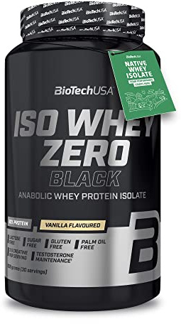 BioTechUSA Iso Whey Zero Black | med kreatin, zink, vitamin B3 och aminosyror | 90% protein | sockerfri, laktosfri, glutenfri, 908 g, Vanilj