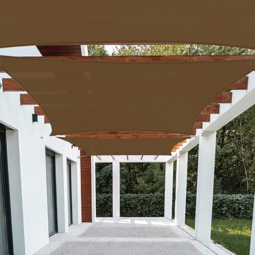 Patio Paradise 16' x 18' Sun Shade Sail Rectangle Canopy Patio Cover Sunlight Block Awning Heavy Duty Commercial Grade for Backyard Lawn Garden Outdoor Activities, Brown