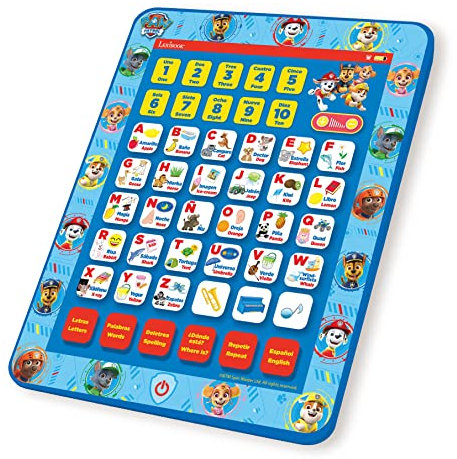 LEXIBOOK, Paw Patrol, Educational Bilingual Interactive Learning Tablet, Toy to learn alphabet letters numbers words spelling and music, English/Spanish, Blue, JCPAD002PAi2