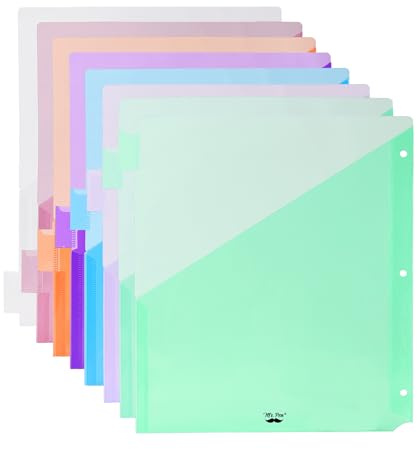 Mr. Pen- Binder Dividers with Pockets and Tabs, 1 Sets, 8 Tabs/Set, Colorful, 3 Ring Binder Dividers with Tabs and Pockets on Both Sides