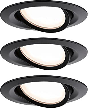 Paulmann 93080 Nova Plus LED Einbauleuchte inkl. Coin Basisset schwenkbar rund 84mm 50° 3x6W 230V dimmbar 2700K schwarz Spot Einbaustrahler Einbauleuchte