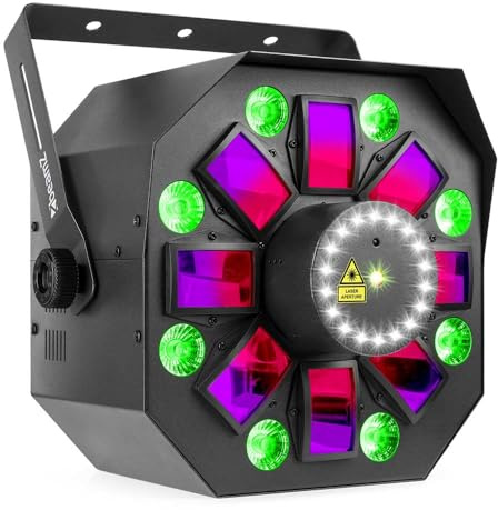 BeamZ Multibox LED Derby mit Stroboskop Lichteffekt, PAR Licht, RGB-UV Leds, DMX Musikgesteuert, Discolicht