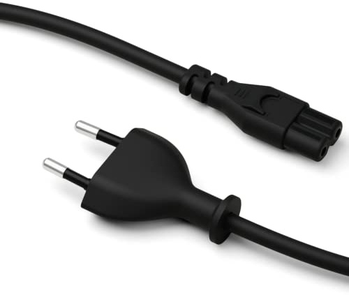 Pedestal Power Cable 7,5m (Schwarz) | Stromkabel 2 Polig - TV Kabel Kompatibel mit PlayStation und Xbox | Euro Netzkabel für Kaltgeräte | Kaltgerätekabel Fernsehkabel mit Euro Stecker (Euro 8)