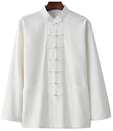 QPZK Conjunto de Arte marcial de Uniforme de algodón Tai chi, Traje de Sabor Unisex Ropa Tradicional Tradicional Ropa Kung fu metitación Uniforme de Ejercicio transpirabl White-XXL