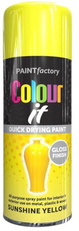 AlezyB - 6 x Sunshine Yellow 400ml All Purpose Spray Paint | Use on Metal, Wood, Plastic and Multipurpose Aerosol Professional Quality Perfect Finish, for Interior Exterior and Excellent Coverage