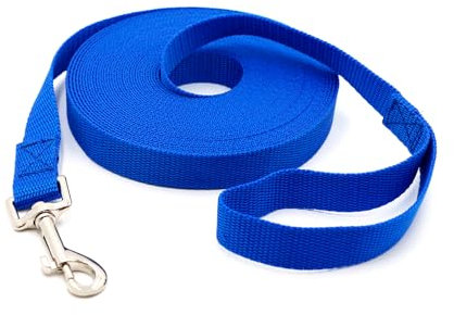 Schleppleine 10m für Hunde, Wasserdicht Hundeleine mit Handschlaufe und 360° Karabiner, Robuste Ausbildungsleine Schleppleine für Mittlere Große Kleine Hunde (Blau)