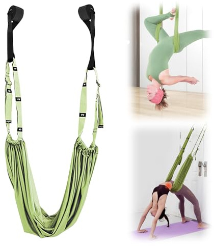 Aerial Yoga Rope, 2024 Aerial Yoga Hammock, Yoga Strap Leg Stretcher, Stretching Band, Yoga Hammock for Yoga, Ballet, Pilates, Gymnastics, Flexibility Training, Yoga Accessories (Green)