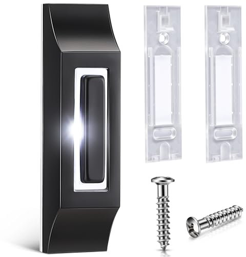 Enhon Solid Metal Doorbell Button, Sleek Metal LED Light Up Wall Mounted Door Bell Push Buttons for Home, Universal Garage Door Opener Switch Property in Copyright