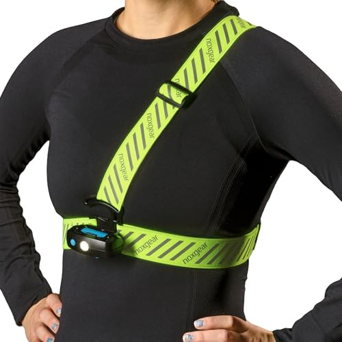 noxgear Ranger Chest Light - Super Bright 500 Lumen Reflective Running Vest, USB-C Rechargeable, Adjustable Fit, Waterproof Running Light with Detachable Flashlight, 5 Hour Burn Time