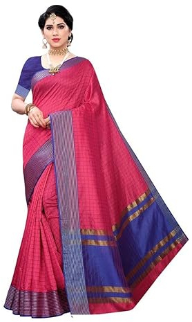 KULIA® Bollywood Saree med osömd blus Etnisk festkläder Bomull Silke Saree med hårbulle