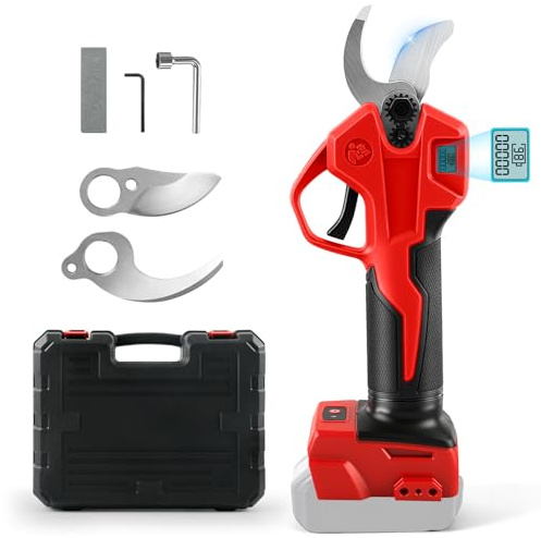 Professionell batteridriven grensax, kompatibel med Milwaukee 18 V batteri, elektriskt med LCD-skärm, 30 mm, maximal skärdiameter för grenar, buskar och stockar (utan batteri)