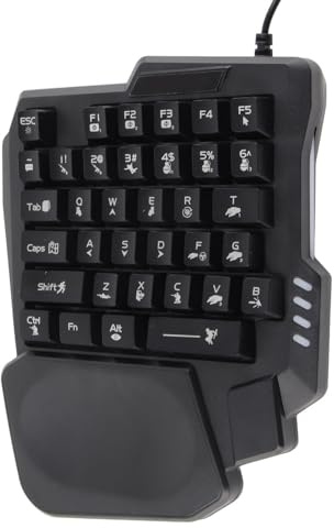 LUCKDANO K13 Enhandsspeltangentbord 35 Nycklar Vattentätt med Ergonomiskt Handledsstöd - Perfekt för PC och Mobilspel - Kompakt Trådbunden Design