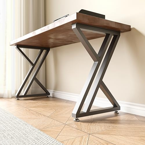 MKOEIY Heavy Duty 28 Inch Metal Table Legs Set of 2, 1000 LBS Load Capacity, Industrial X-Frame Double Triangle Iron Legs for Dining Table, Office Desk, Workbench, DIY Furniture, Black
