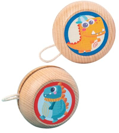 HOMSFOU Yo-yo in Legno, Set 2 Pezzi Corda, Giocattoli Yo-yo da Dito Antiurto e Resistenti, Divertenti Giochi Educativi per Attività All’aperto e Socializzazione Infantile