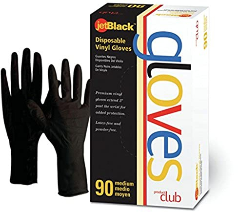 Jetblack Vinyl Gloves, Black, Medium, 90 Count