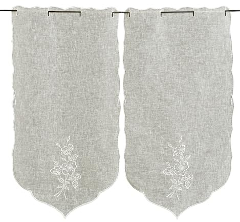 Linder 0169 /11/78061/440 Paire de Vitrages Droits Manon cru Passant 45 x 90 cm, Blanc