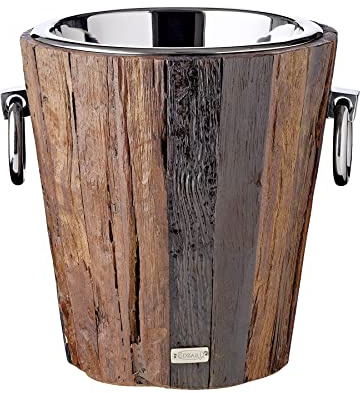EDZARD Champanera Kennington (Ø 47 cm, H 24 cm), acero inoxidable y madera, para 6 botellas – enfriador de champán grande, enfriador de cava, enfriador de vino