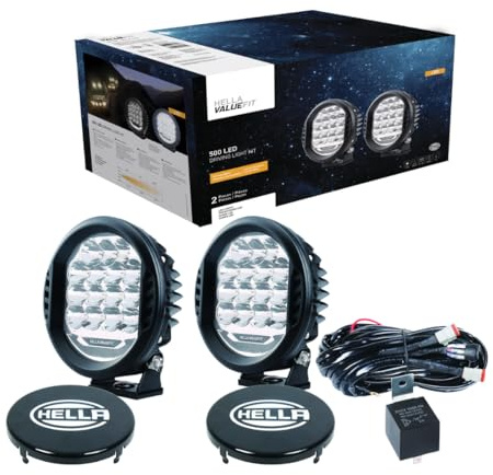 Hella 358117171 ValueFit 500 LED Driving Lamp Kit, 2 Pack, Black