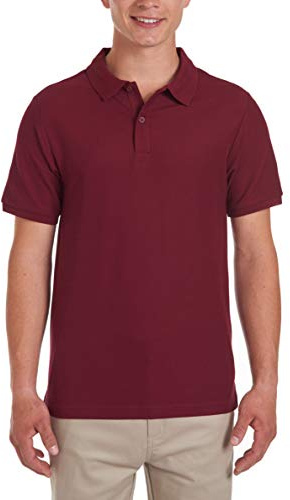 Chaps Young Mens Uniform Short Sleeve Stretch Pique Polo, Burgundy, 40/41