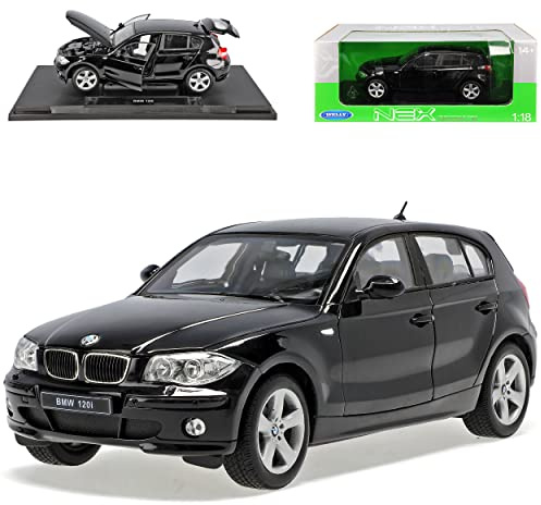 Welly B*M*W 1er E87 1. Generation 5 Türer Schwarz 2004-2013 1/18 Modell Auto mit individiuellem Wunschkennzeichen