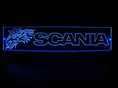 Plaque de camion lumineuse adaptée au pare-brise. Intérieur de votre cabine. Couleur bleue. Convient à tous les modèles Scania.