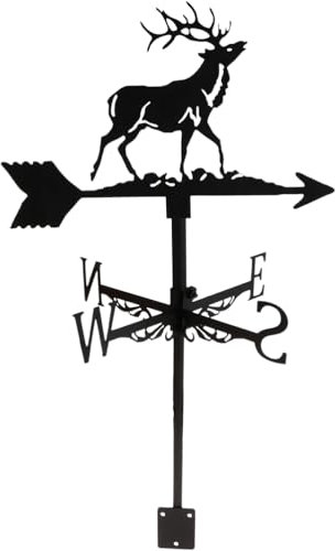 Cabilock Elk Weather Vane Stainless Steel Direction Indicator Vintage Iron Weathervane for Patio Yard Outdoor Decoration Christmas Elk Decor