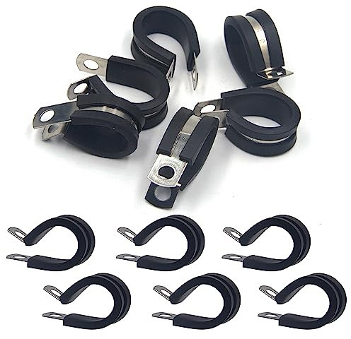 BESTYCHAO Rubber Cushioned Clamps,12 Stück 19mm(3/4) Cable Clamps,Stainless Steel Pipe Clamps for Cord, Wire,Hose,Tube