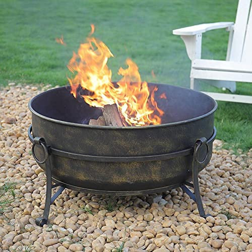 ZAANU Pozo de Fuego de jardín con Estante para Parrilla de Barbacoa Tazón de Fuego al Aire Libre Quemador de Madera de carbón