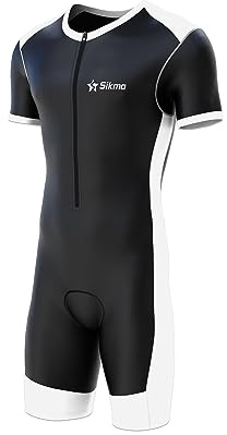 Sikma Herr cykling skinnsuit vadderad en del trisuit cykel topp kort, svart/vit, XL