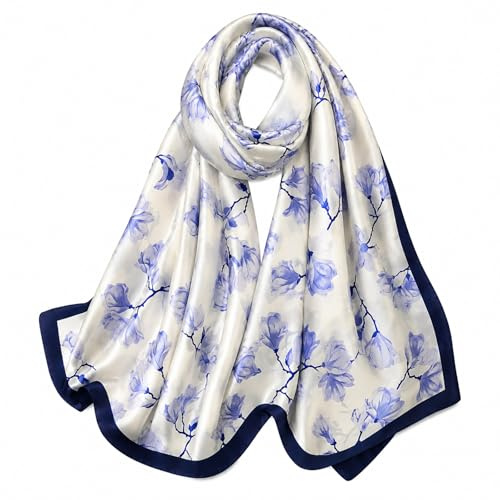 Fairygate kvinnor sidenscarf elegant lätt lång anti-allergi duk solskydd 90 x 180 cm, D18028, 33.5X70.5 Inch