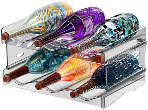 2 Set Portabottiglie Frigo Porta Bottiglie Impilabile Acqua di Vino Frigorifero Plastica Contiene Fino A 6 Bottiglie Porta Borracce Da Cucina Organizer Frigo per Armadi Soggiorno Cucina Ufficio