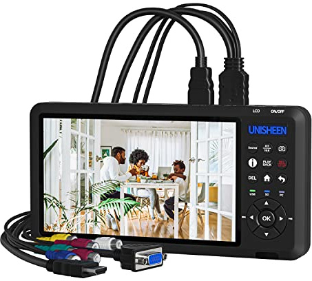 Unisheen HD Video Capture Box 1080P 60FPS USB2.0 with 7 DVI/HDMI/CVBS/VGA/YPBPR Capture from VCR, DVD, VHS Tapes, Camcorders, Hi8