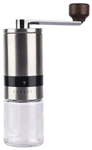 Refein Macinacaffè manuale in acciaio inox, macinacaffè a mano, macinacaffè espresso con 6 impostazioni regolabili per aeropress, caffè gocciolante, espresso, francese pressa, turkish brew