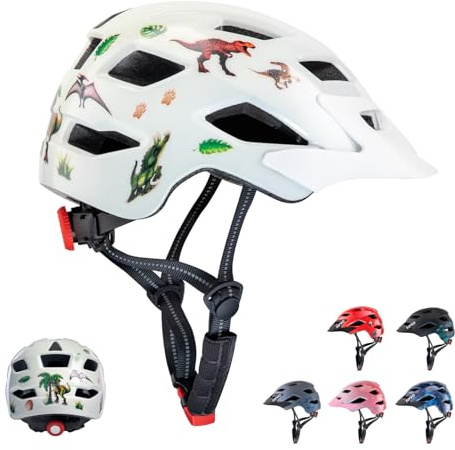 SIFVO Kids Helmet Adjustable 50-57cm for Ages 5-8-12, Kids Bike Helmet with Detachable Visor, Breathable and Comfortable Child Helmets (white, 50-57cm)