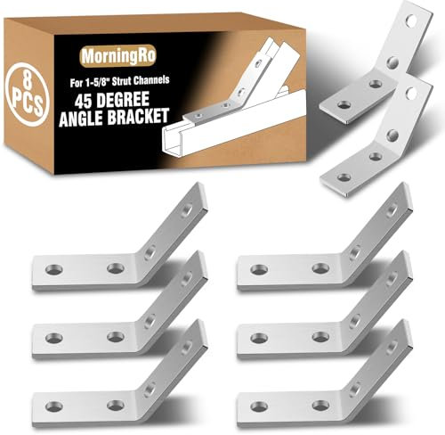 MorningRo 8 Pcs 45 Degree Angle Bracket Fitting for 1-5/8 Strut Channel 4 Hole Corner Brace Framing Connector Galvanized Steel