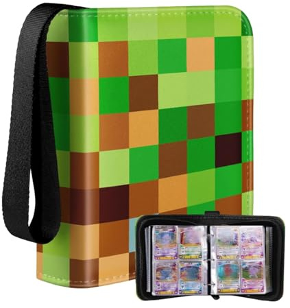 Trading Card Binder 400 Pocket, 50 Sleeve Anime Card Holder for TCG Anime Game Cards, 3 Ring Card Binder with Green Checkered Design, Trading Card Folder Collection Albums for Boys Girls